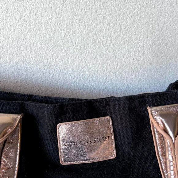 Victoria's Secret Black and Rose Gold Large Tote Bag - Picture 3 of 5